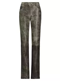 Кожаные потертые брюки Helmut Lang, черный