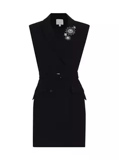 Двубортное платье-блейзер из крепа с поясом Kaz Cinq À Sept, черный