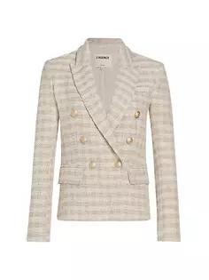 Двубортный пиджак в клетку Kenzie L&apos;Agence, цвет ecru gold Lagence