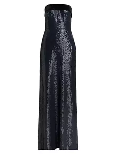 Платье Reese без бретелек с блестками Ml Monique Lhuillier, цвет midnight