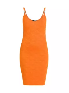 Трикотажное мини-платье Greca Signature Versace, цвет acid marigold