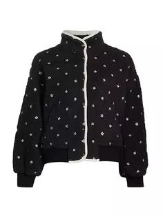 Куртка из шерпы с вышивкой Blackbird The Great, цвет black cream floral embroidery