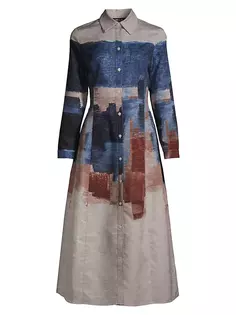 Тканое платье макси с абстрактным принтом Misook, мультиколор
