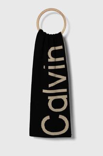 Шарф из смесовой шерсти Calvin Klein Jeans, черный