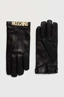 Кожаные перчатки Moschino, черный