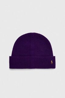 Шерстяная шапка Polo Ralph Lauren, фиолетовый