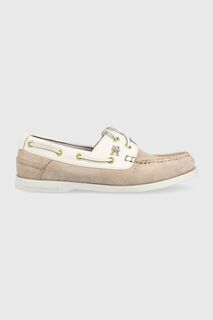 Замшевые лоферы TH BOAT SHOE Tommy Hilfiger, бежевый