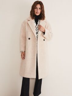 Текстурное пальто-кокон Quinn с жатой отделкой Phase Eight, теплый белый