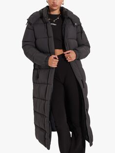 Удлиненное пуховое пальто Touchline Superdry, черная сетка