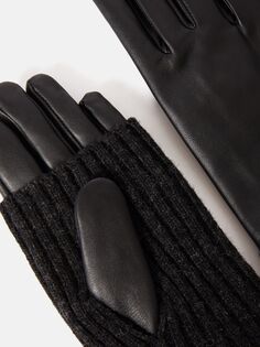 Вязаные кожаные перчатки с накладками Jigsaw, черный/угольный