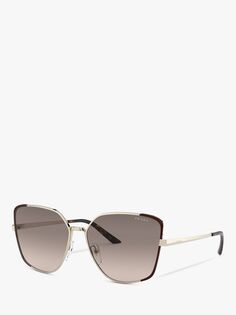 PR 60XS Женские солнцезащитные очки нестандартной формы Prada, бледно-золотой/коричневый градиент