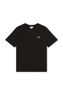 Детская хлопковая футболка BOSS, черный