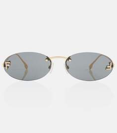 Fendi первые овальные солнцезащитные очки с украшением Fendi, черный