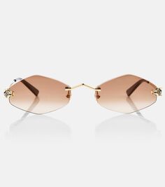 Солнцезащитные очки panthère de cartier с геометричным узором Cartier Eyewear Collection, золото