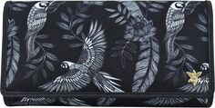 Ткань с принтом для RFID-кошелька Trifold 13007 Anuschka, цвет Jungle Macaws