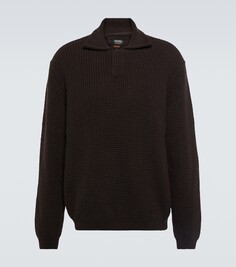 Кашемировый свитер-поло oasi Zegna, коричневый