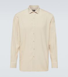 Шелковая оксфордская рубашка Zegna, бежевый