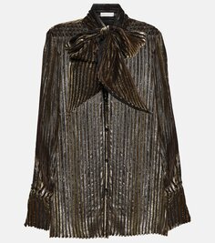 Полосатая бархатная блузка Nina Ricci, черный