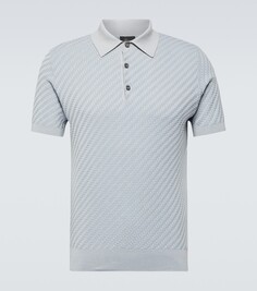 Рубашка-поло из хлопка, шелка и кашемира Brioni, серый