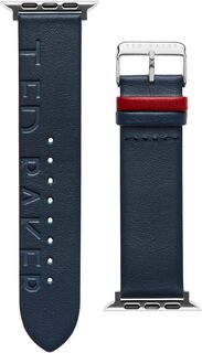 Кожаный ремешок для умных часов «Ted» Blue Keeper с гравировкой, совместимый с ремешком для часов Apple 42 мм, 44 мм Ted Baker, синий