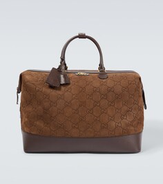 Замшевая спортивная сумка gg Gucci, коричневый