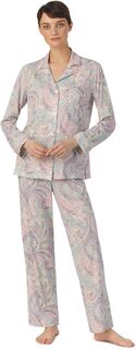 Вязаный пижамный комплект с длинными рукавами и воротником-стойкой LAUREN Ralph Lauren, цвет Multi Paisley