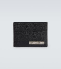 Пластинчатый кожаный визитница Balenciaga, черный