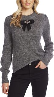 Пуловер с длинными рукавами и бантом по центру CeCe, цвет Smoke Grey