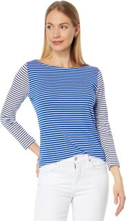 Простая футболка с вырезом «лодочка» в полоску для вечеринок Vineyard Vines, цвет Maritime Blue
