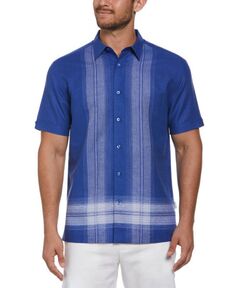Мужская рубашка на пуговицах классического кроя L-образной формы, окрашенная в пряже Cubavera, синий