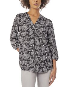 Женская блузка Kelly с длинными рукавами и v-образным вырезом Jones New York, черный