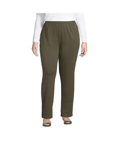 Женские спортивные трикотажные брюки больших размеров с эластичной резинкой на талии и высокой посадкой Lands&apos; End, зеленый