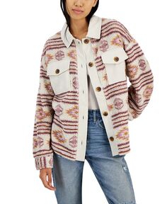 Куртка на пуговицах из шерпа с вельветовой отделкой для юниоров Hippie Rose, тан/бежевый