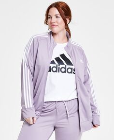 Женская трикотажная спортивная куртка с 3 полосками, XS-4X adidas, фиолетовый