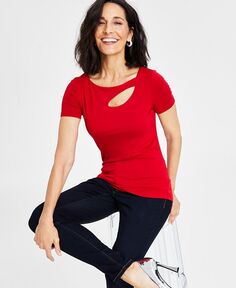 Женская футболка с асимметричным вырезом I.N.C. International Concepts, красный