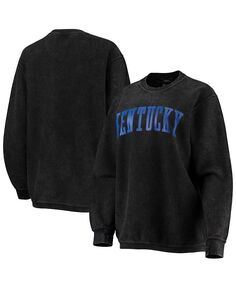 Женский черный рваный свитшот Kentucky Wildcats с удобным шнурком в винтажном стиле, базовый пуловер с аркой Pressbox, черный