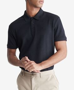 Мужская рубашка-поло обычного кроя с короткими иголками Calvin Klein, черный