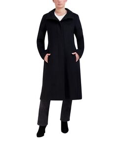 Женское однобортное пальто из смесовой шерсти с воротником-стойкой Cole Haan, черный