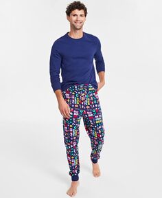 Подходящий мужской праздничный пижамный комплект Family Pajamas, синий