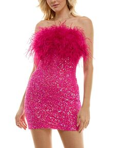 Пернатые юниоры и amp; Облегающее платье с пайетками B Darlin, розовый