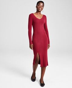 Женское платье-свитер миди с v-образным вырезом And Now This, красный