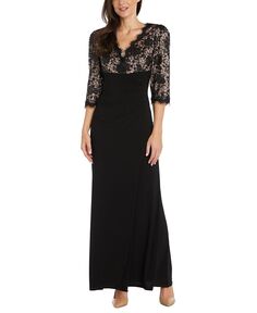 Женское платье с кружевным лифом и пайетками R &amp; M Richards, черный