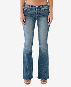Женские расклешенные джинсы Joey Super T с низкой посадкой True Religion, синий