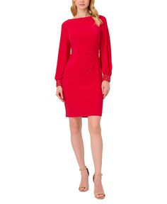 Женское платье с V-образным вырезом на манжетах из бисера Adrianna Papell, красный