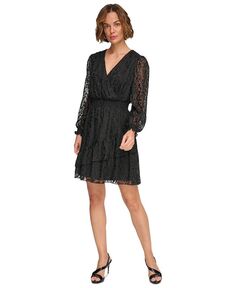 Женское атласное платье-гармошка DKNY, черный