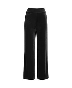 Женские бархатные брюки больших размеров с изображением морской звезды и широкими штанинами с высокой посадкой и застежкой на брюки Lands&apos; End, черный