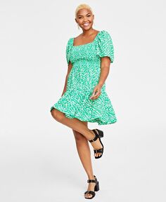 Женское присборенное платье с квадратным вырезом и цветочным принтом On 34th, зеленый