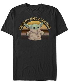 Мужская футболка Sunset Cute Yoda с короткими рукавами и круглым вырезом Fifth Sun, черный