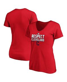 Женская красная футболка с логотипом Cleveland Guardians 2020, постсезонная раздевалка, большие размеры, футболка с v-образным вырезом Fanatics, красный