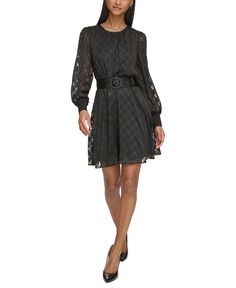 Женское жаккардовое платье с поясом KARL LAGERFELD PARIS, черный